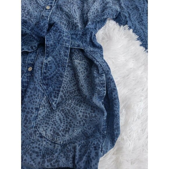 CLOTH & STONE Chambray Shirt Dress XS Blue Button Front Anthropologie Pockets - Picture 8 of 10